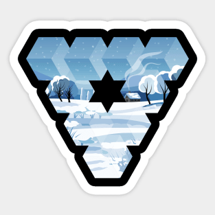 Artistic Geometric Traingle With A Calm Winter Scene Sticker